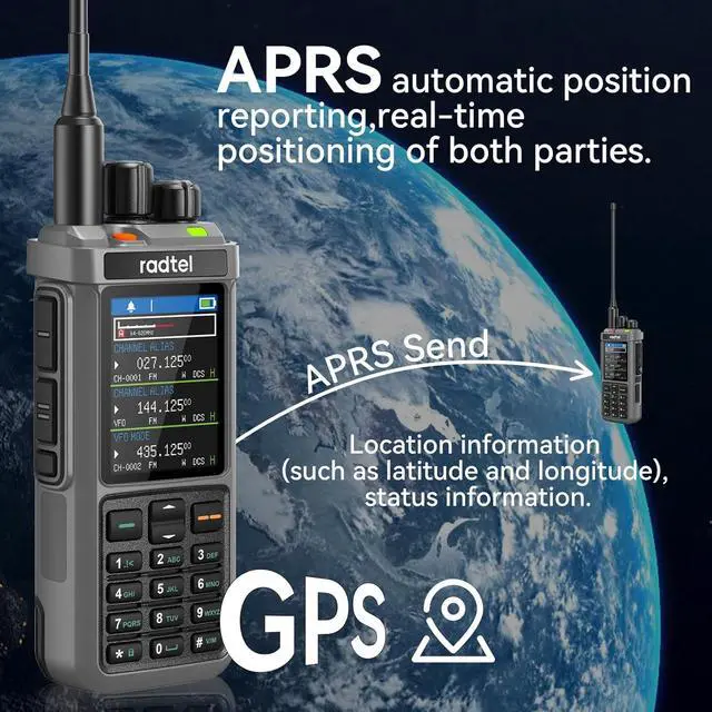 Alt view image 2 of 7 - RT-880G GPS APRS Ham Radio 10W Walkie Talkie Portable CB Radio 1024 Channels HF SSB Rx with Cross-Band Repeater, 2.4 Inch Color Display, 2400mAh Rechargeable Battery,
