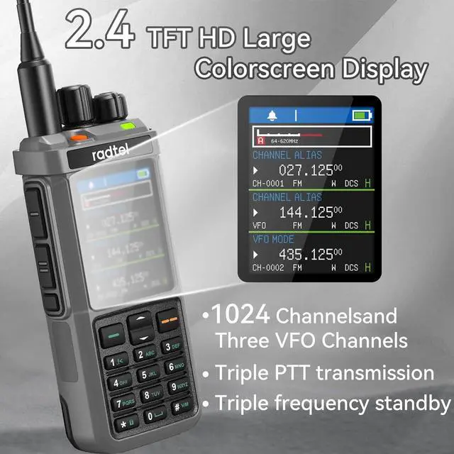 Alt view image 5 of 7 - RT-880G GPS APRS Ham Radio 10W Walkie Talkie Portable CB Radio 1024 Channels HF SSB Rx with Cross-Band Repeater, 2.4 Inch Color Display, 2400mAh Rechargeable Battery,