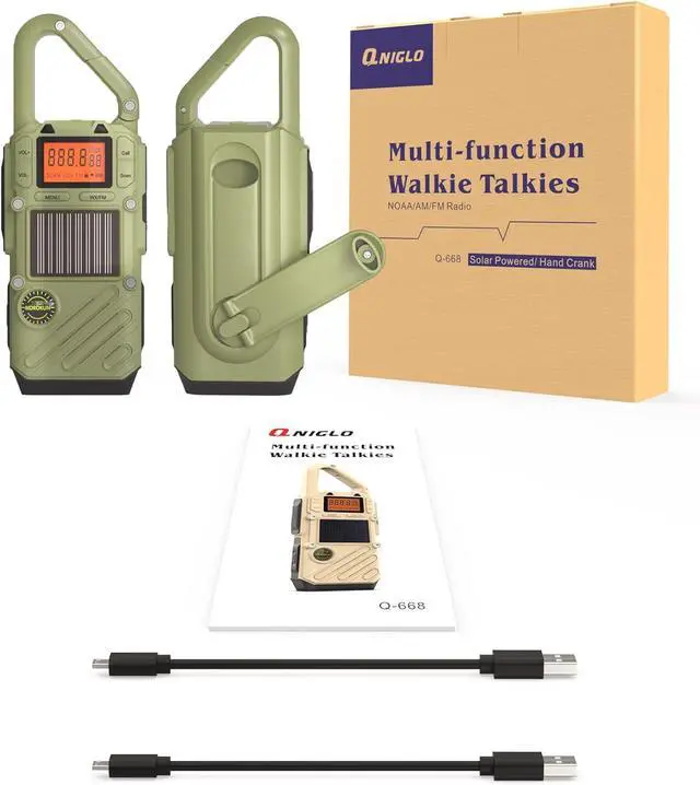 Alt view image 7 of 7 - Emergency Weather Radio Walkie Talkies for Adults - NOAA/FM Weather Alert with Solar Hand Crank & USB Charging, 22-Channel Range 10 Miles Two-Way Radios, LED Flashlight & SOS Alarm 2-Pack