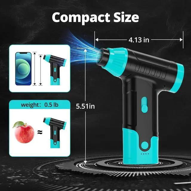 Alt view image 7 of 7 - Compressed Air Duster Keyboard Cleaner - Electric Air Blower Cleaning Kit 150,000 RPM Mini Blower Spray to Dust Off Car, PC, Keyboard, Vacuum (Green)