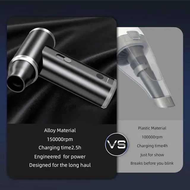 Alt view image 6 of 7 - Compressed Air Duster & Vacuum Cleaner 4-in-1, 150,000RPM Powerful Electric Air Duster, Cordless Rechargeable with Adjustable Speed Handheld Air Blower for Keyboard, Car, Office, Home Electronics