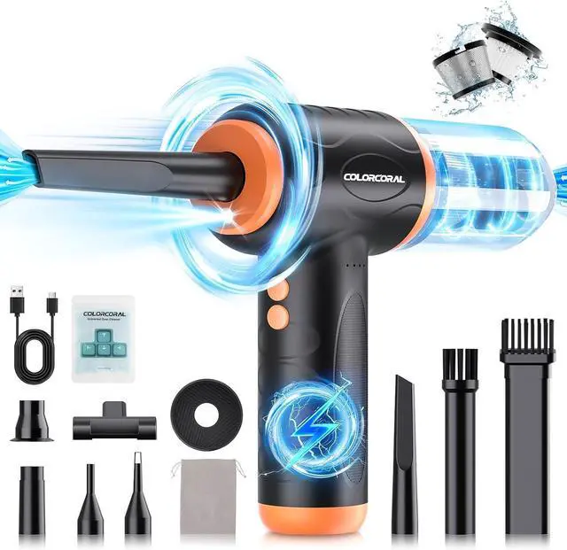 Main image of 12-in-1 Cordless Compressed Air Duster with 2-Speeds 120,000RPM, LED Light, Computer Vacuum Air Duster 2-in-1, Perfect for Deep Cleaning Keyboards, PCs, Cars, and Electronics