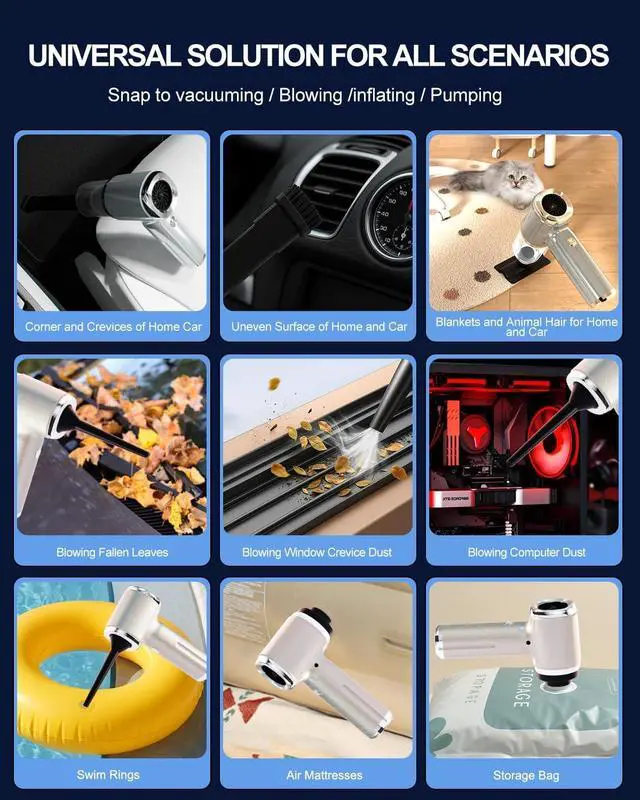 Alt view image 4 of 7 - Handheld Car Vacuum Cleaner High Power,4-in-1 Small Portable Mini Cordless Brushless Motor Cleaner with 22000pa Suction Power & Air Duster,Type-C Charge,Cleaner for Home,Car(Mysterious Silver)