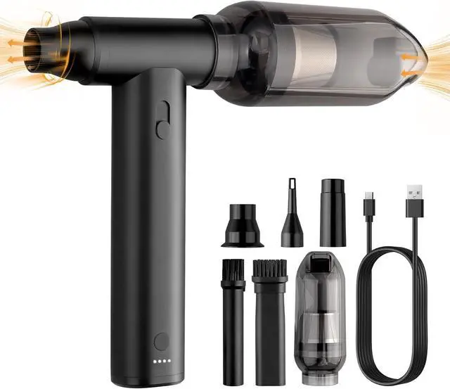 Main image of 2-in-1 Electric Air Duster & Vacuum Turbo Fan,125000 RPM Cordless Jet Blower Adjustable Speeds,8000mAh Rechargeable Battery,Aluminum Body,for Travel,Computer Keyboard,Car,Home&Office Cleaning