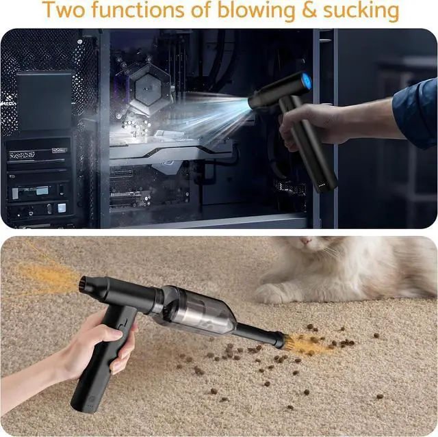 Alt view image 5 of 7 - 2-in-1 Electric Air Duster & Vacuum Turbo Fan,125000 RPM Cordless Jet Blower Adjustable Speeds,8000mAh Rechargeable Battery,Aluminum Body,for Travel,Computer Keyboard,Car,Home&Office Cleaning