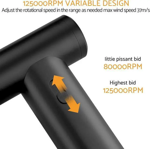 Alt view image 2 of 7 - 2-in-1 Electric Air Duster & Vacuum Turbo Fan,125000 RPM Cordless Jet Blower Adjustable Speeds,8000mAh Rechargeable Battery,Aluminum Body,for Travel,Computer Keyboard,Car,Home&Office Cleaning