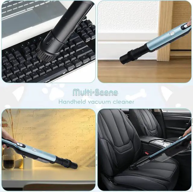 Alt view image 7 of 7 - Handheld Cordless Vacuum Cleaner, Portable Car Vacuum with 18KPa Suction Power,Quick-Charge Hand Vac with LED Headlight & Storage Dock, Dust Buster for Home Office Desk Keyboards Pet Hair, Blue