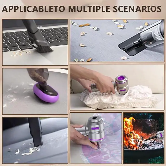 Alt view image 4 of 7 - 22000PA Handheld Vacuum Cleaner - 4-in-1 Cordless Car Vacuum with Brushless Motor, Type-C Fast Charging, Portable Air Duster for Home/Car/Office (Purple)
