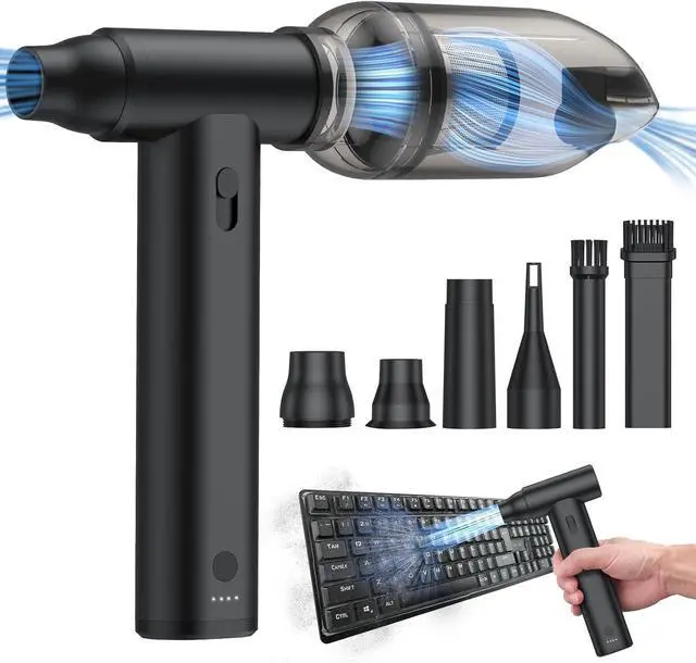 Main image of 2 in 1 Electric Air Duster and Mini Vacuum 125000rpm Air Blower Compressed Air Duster Cordless Air Blower Electric Duster with 4 Nozzles for Keyboard Car Electric Devices Cleaning