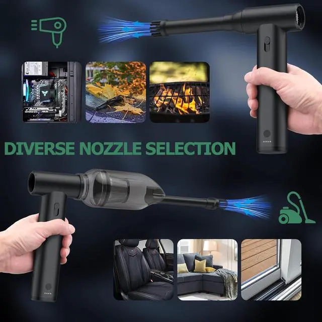 Alt view image 6 of 7 - 2 in 1 Electric Air Duster and Mini Vacuum 125000rpm Air Blower Compressed Air Duster Cordless Air Blower Electric Duster with 4 Nozzles for Keyboard Car Electric Devices Cleaning