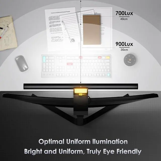 Alt view image 3 of 7 - Monitor Light Bar with Remote, 16.7'' Eye Care No Glare Computer Light Bar with Backlight, Auto-Dimming & Timer, Stepless Dimming Monitor Lamp for Desk Gaming Home Office Curved Monitors