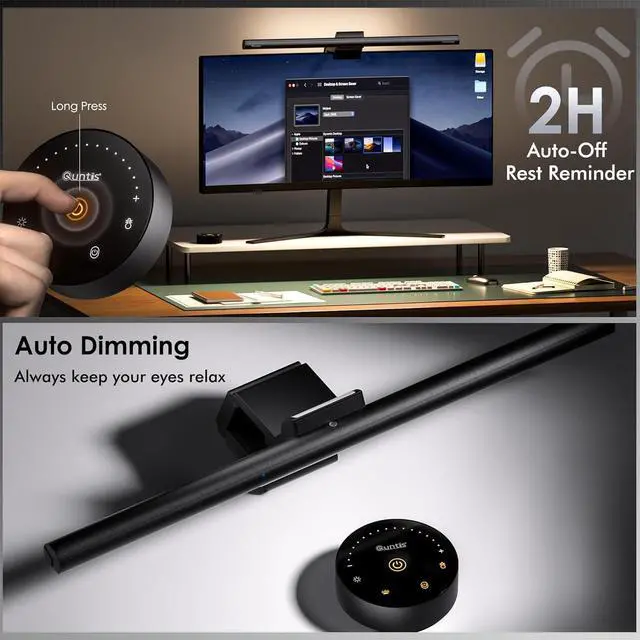 Alt view image 6 of 7 - Monitor Light Bar with Remote, 16.7'' Eye Care No Glare Computer Light Bar with Backlight, Auto-Dimming & Timer, Stepless Dimming Monitor Lamp for Desk Gaming Home Office Curved Monitors