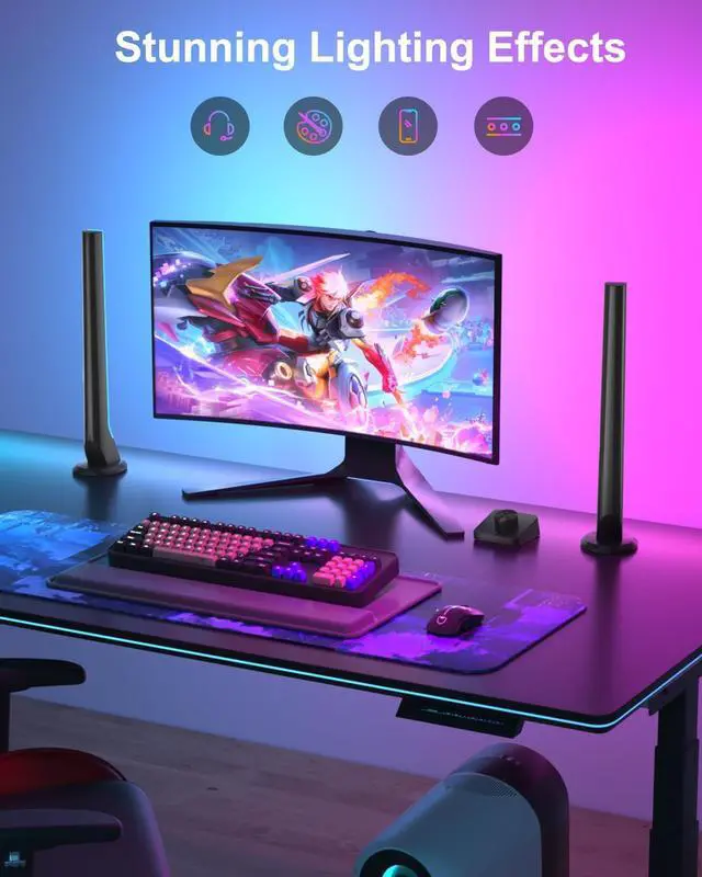 Alt view image 3 of 7 - Gaming Light Bars with Dial Controller, Smart Gaming LED Lights RGB Light Bars Compatible with Alexa and Google Assistant, TV LED Backlight App Control Music Sync for Gaming Room Bedroom Decor Gifts