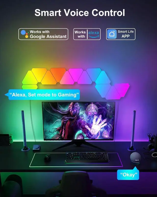 Alt view image 5 of 7 - Gaming Light Bars with Dial Controller, Smart Gaming LED Lights RGB Light Bars Compatible with Alexa and Google Assistant, TV LED Backlight App Control Music Sync for Gaming Room Bedroom Decor Gifts