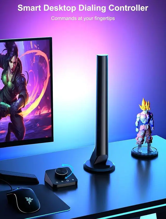 Alt view image 4 of 7 - Gaming Light Bars with Dial Controller, Smart Gaming LED Lights RGB Light Bars Compatible with Alexa and Google Assistant, TV LED Backlight App Control Music Sync for Gaming Room Bedroom Decor Gifts
