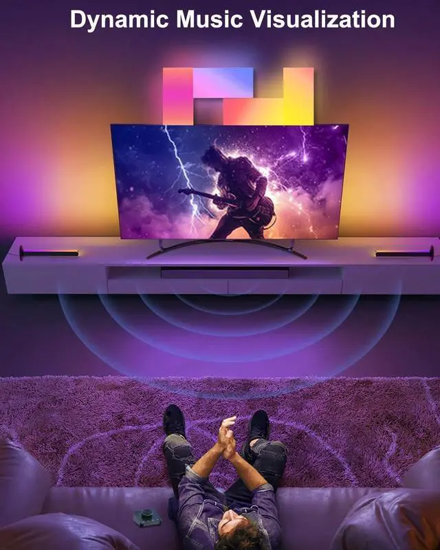 Alt view image 6 of 7 - Gaming Light Bars with Dial Controller, Smart Gaming LED Lights RGB Light Bars Compatible with Alexa and Google Assistant, TV LED Backlight App Control Music Sync for Gaming Room Bedroom Decor Gifts