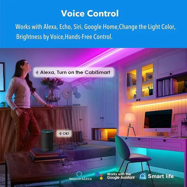 Alt view image 3 of 7 - Under Cabinet Lights RGB LED Light Bar Plug in for Shelf,Desk,Display Case Cabinets Lights,Color Changing Shelves Strip Lights Works with Alexa,Google,Smart APP,TV,Monitor Backlight,6pcs