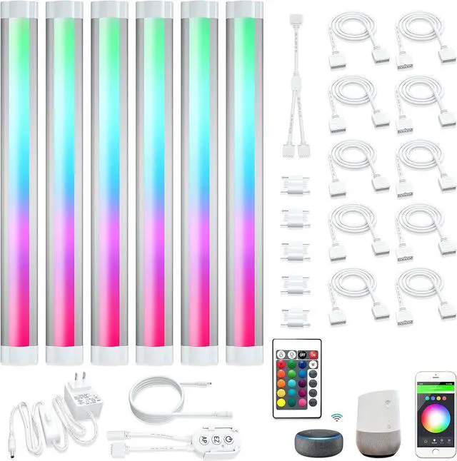 Main image of Under Cabinet Lights RGB LED Light Bar Plug in for Shelf,Desk,Display Case Cabinets Lights,Color Changing Shelves Strip Lights Works with Alexa,Google,Smart APP,TV,Monitor Backlight,6pcs