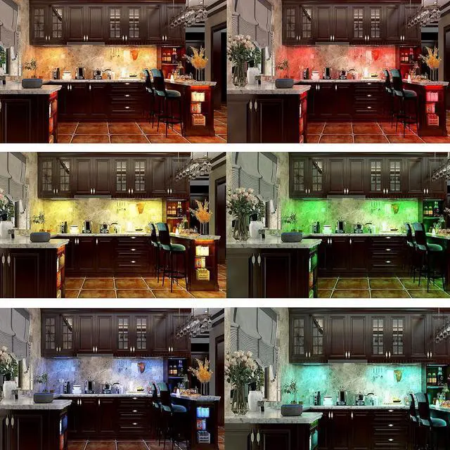 Alt view image 7 of 7 - Under Cabinet Lights RGB LED Light Bar Plug in for Shelf,Desk,Display Case Cabinets Lights,Color Changing Shelves Strip Lights Works with Alexa,Google,Smart APP,TV,Monitor Backlight,6pcs