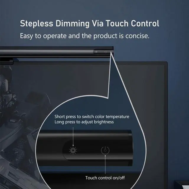 Alt view image 2 of 7 - Monitor Light Bar, LED Monitor Light Lamp with Dual Mode Control, No Screen Glare Stepless Dimming USB Hanging Lamp for Work and Office