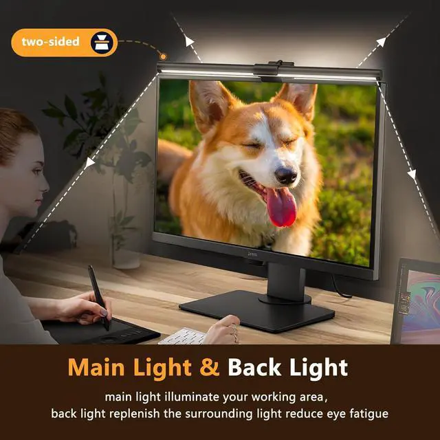 Alt view image 5 of 7 - Monitor Light Bar, Screen Light Bar, PC light, Desk Lamp for Eye Caring, Space Saving with Remote Control, Adjustable Color Temperature, Backlight, USB Powered LED for Home Office Work (Remote)