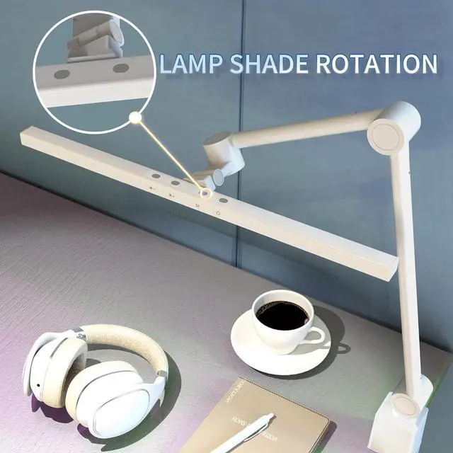 Alt view image 5 of 7 - LED Desk Lamp with Clamp,Monitor Light Bar,Eye-Caring Desk Light,Ultra High Definition and Brightness Table Light,4 Modes 12 Brightness, (White Desk Lamp with Clamp)