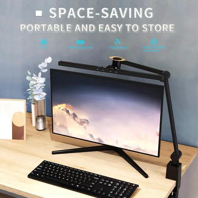 Alt view image 2 of 7 - LED Desk Lamp with Clamp,Monitor Light Bar,Eye-Caring Desk Light,Ultra High Definition and Brightness Table Light,5 Modes 20 Brightness,No Screen Glare&Reduce Eye Fatigue for Reading,Study.