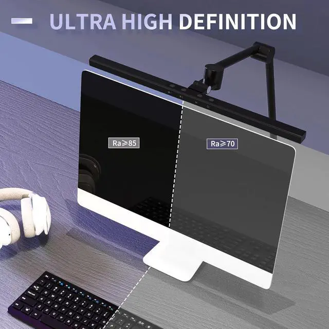 Alt view image 7 of 7 - LED Desk Lamp with Clamp,Monitor Light Bar,Eye-Caring Desk Light,Ultra High Definition and Brightness Table Light,5 Modes 20 Brightness,No Screen Glare&Reduce Eye Fatigue for Reading,Study.