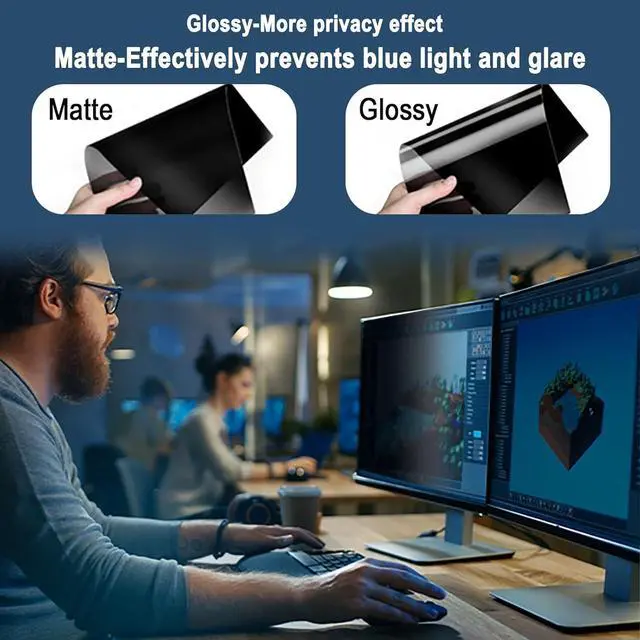 Alt view image 4 of 7 - [2 Pack] 24 Inch Computer Monitor Privacy Screen for 16:9 Aspect Ratio - Anti-Glare, Blue Light Filtering, Eye Protection, Removable Anti-Scratch Privacy Shield Screen 24in