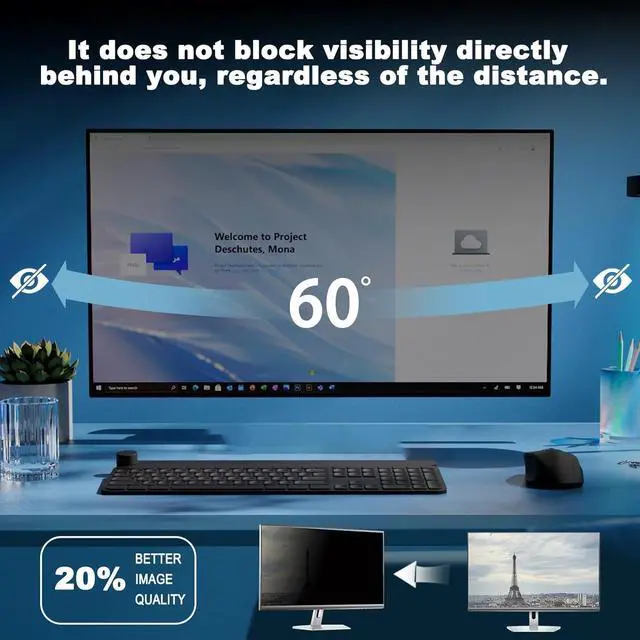 Alt view image 2 of 7 - [2 Pack] 24 Inch Computer Monitor Privacy Screen for 16:9 Aspect Ratio - Anti-Glare, Blue Light Filtering, Eye Protection, Removable Anti-Scratch Privacy Shield Screen 24in