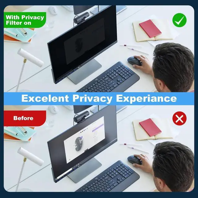 Alt view image 6 of 7 - [2 Pack] 24 Inch Computer Monitor Privacy Screen for 16:9 Aspect Ratio - Anti-Glare, Blue Light Filtering, Eye Protection, Removable Anti-Scratch Privacy Shield Screen 24in