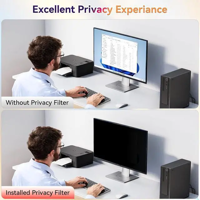 Alt view image 2 of 7 - [2025 New] 34 Inch Curved Computer Privacy Screen Protector for 21:9 Aspect Ratio Widescreen Monitor,Removable Eye Protection Anti Glare Blue Light Filter,34in Anti Spy Desktop Security Private Shield