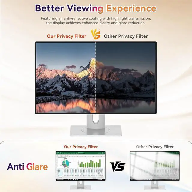 Alt view image 5 of 7 - [2025 New] 34 Inch Curved Computer Privacy Screen Protector for 21:9 Aspect Ratio Widescreen Monitor,Removable Eye Protection Anti Glare Blue Light Filter,34in Anti Spy Desktop Security Private Shield
