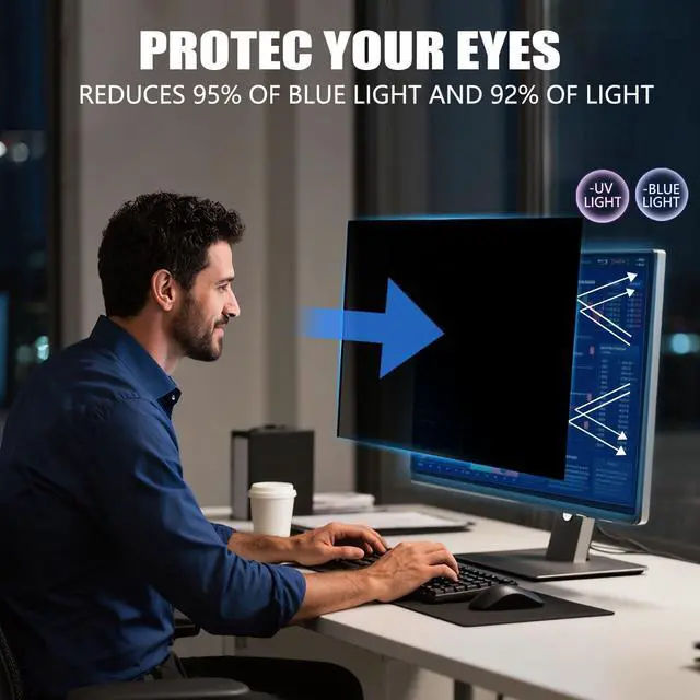 Alt view image 4 of 7 - [2 Pack Magnetic Computer Privacy Screen for 23.8 Inch Monitor, Anti-Glare Blue Light Privacy Filter Shield, Easy Installation, 16:9 Aspect Ratio