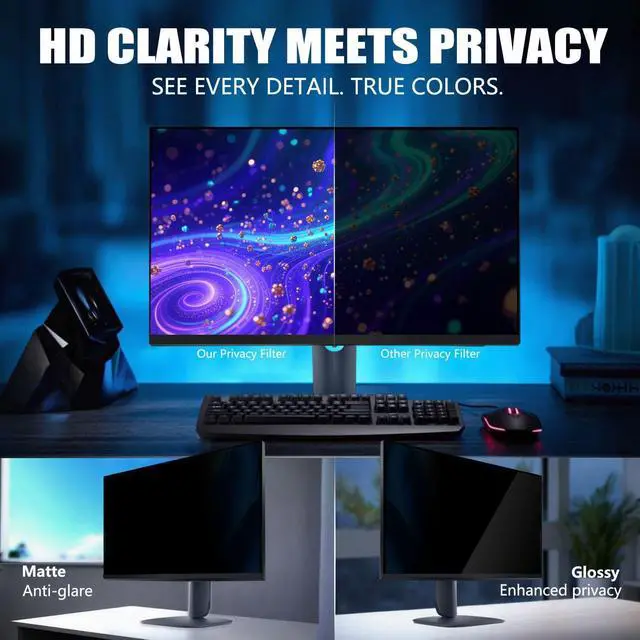 Alt view image 5 of 7 - [2 Pack Magnetic Computer Privacy Screen for 23.8 Inch Monitor, Anti-Glare Blue Light Privacy Filter Shield, Easy Installation, 16:9 Aspect Ratio