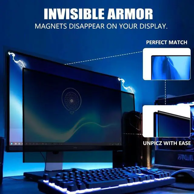 Alt view image 6 of 7 - [2 Pack Magnetic Computer Privacy Screen for 23.8 Inch Monitor, Anti-Glare Blue Light Privacy Filter Shield, Easy Installation, 16:9 Aspect Ratio