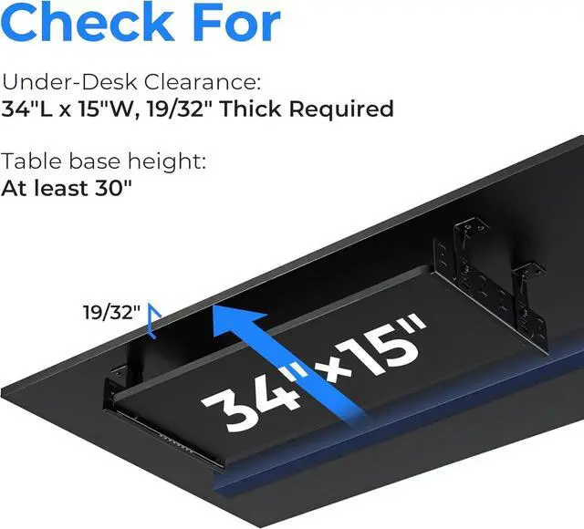 Alt view image 3 of 7 - Adjustable Keyboard Tray Under Desk, 28x11 Inch Large Slide Out Keyboard & Mouse Platform Tray, Wooden Pull Out Computer Keyboard Drawer for Typing Home Office Desk, Black