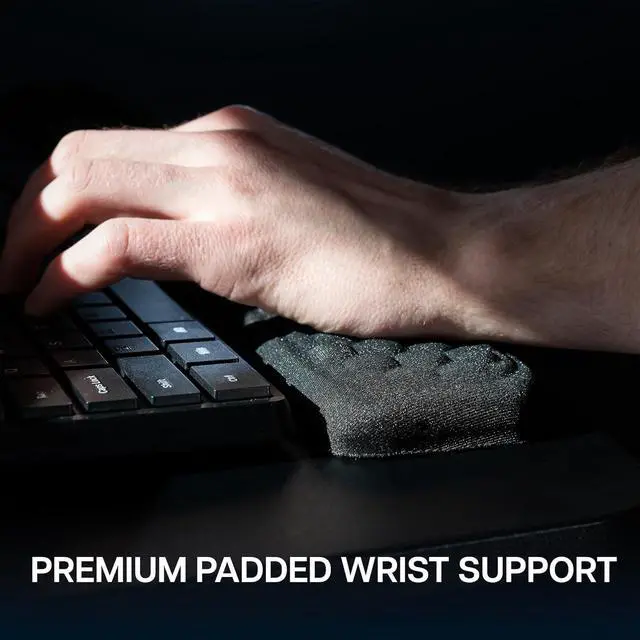 Alt view image 6 of 7 - Premium Adjustable Computer Keyboard and Mouse Platform Tray, Ergonomic Under Table Desk Mount Drawer with Padding, Black, MOUNT-KB27P-B