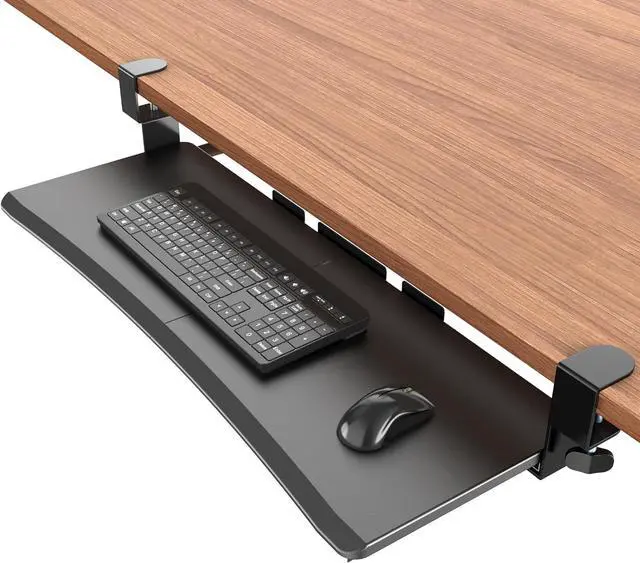 Main image of Extra Large Keyboard Tray Under Desk - Slide Out with Sturdy C-Clip Mount System, 31.5" (35.8" Including Clamps) x 11.8" Put-Out Keyboard Tray Computer Drawer for Ergonomic Typing, Black