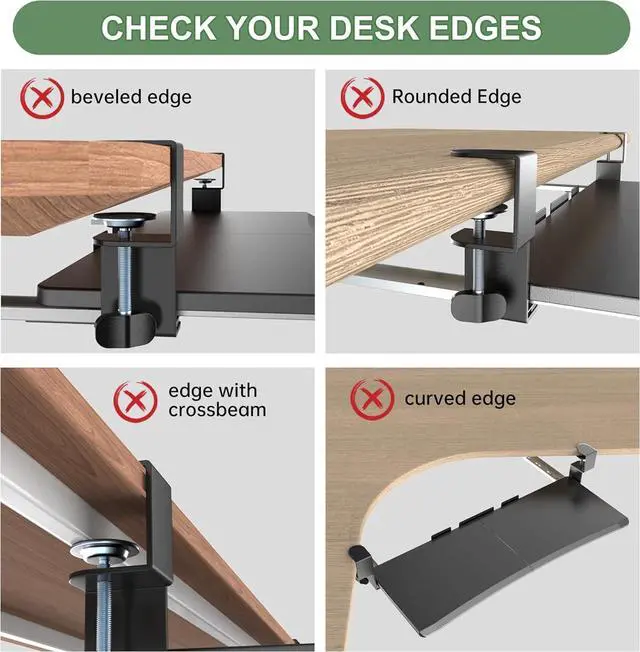 Alt view image 6 of 7 - Extra Large Keyboard Tray Under Desk - Slide Out with Sturdy C-Clip Mount System, 31.5" (35.8" Including Clamps) x 11.8" Put-Out Keyboard Tray Computer Drawer for Ergonomic Typing, Black