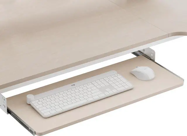 Main image of Adjustable Keyboard Tray Under Desk, 28x11 Inch Large Slide Out Keyboard & Mouse Platform Tray, Wooden Pull Out Computer Keyboard Drawer for Typing Home Office Desk, Maple