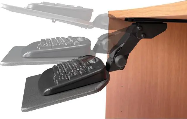 Alt view image 2 of 5 - Articulating Keyboard Tray with Galaxy Finish, Ergonomic Workspace Accessory, Adjustable Office Computer Key Board Support for Home Office
