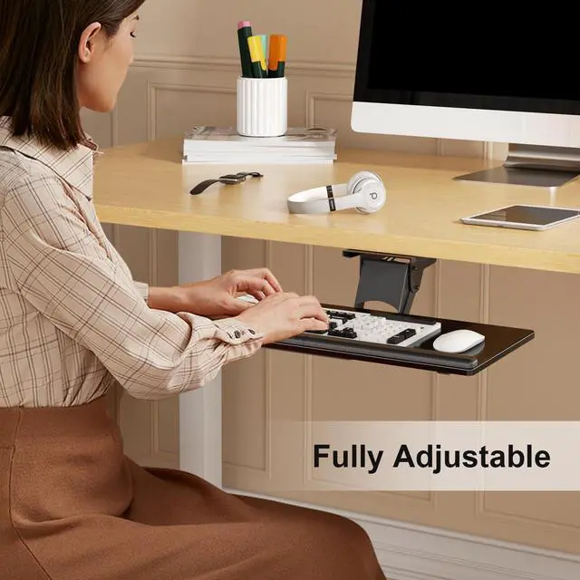 Alt view image 2 of 7 - Keyboard Tray Under Desk Height Adjustable Ergonomic Sliding Keyboard and Mouse Tray, 25x9.8, DSF5