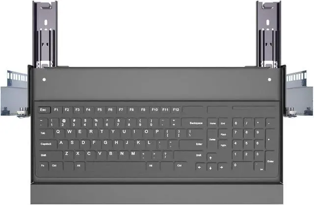 Alt view image 2 of 7 - 1U Keyboard Tray 8" Deep -Universal 19" Rack Mount Sliding Shelf for Network Equipments Server Rack or Cabinet (8inch)