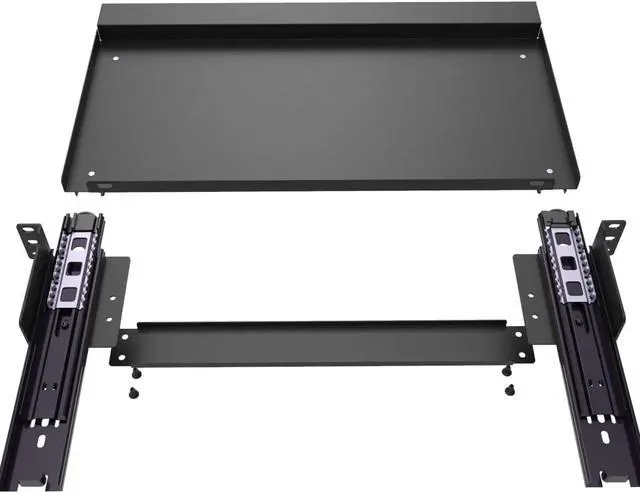 Alt view image 7 of 7 - 1U Keyboard Tray 8" Deep -Universal 19" Rack Mount Sliding Shelf for Network Equipments Server Rack or Cabinet (8inch)