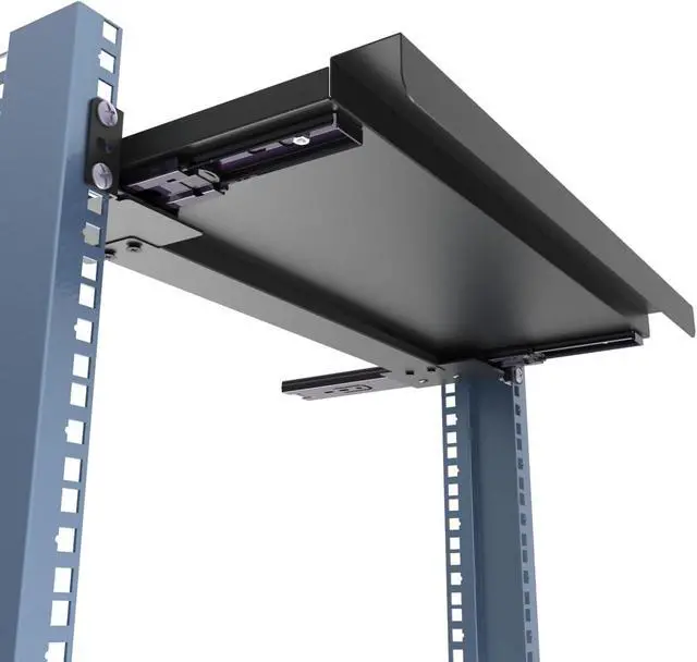 Alt view image 6 of 7 - 1U Keyboard Tray 8" Deep -Universal 19" Rack Mount Sliding Shelf for Network Equipments Server Rack or Cabinet (8inch)