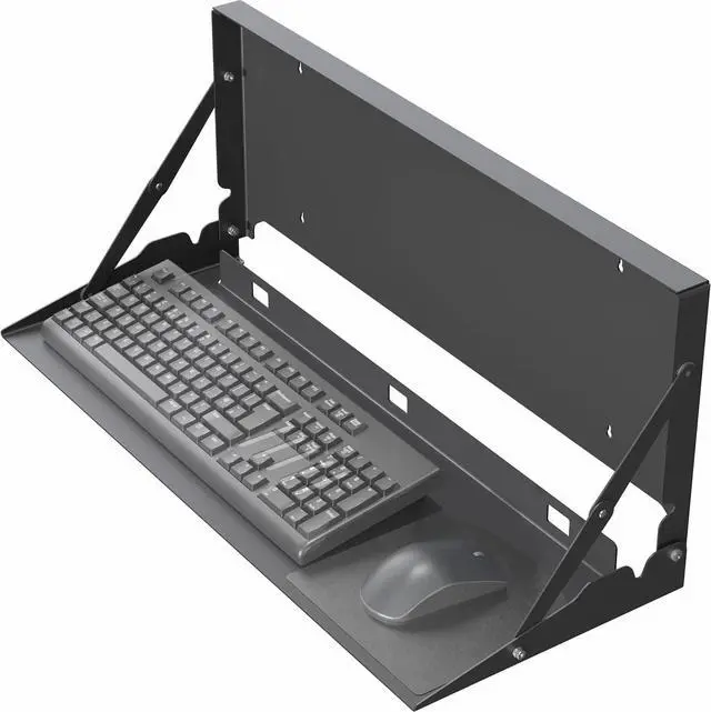 Main image of Flip Down 24 Inch Typing Platform Wall Mount, Fits Standard Size Keyboards and Mice, Space Saving Design, Mouse Pad Included, Black, Mount-FDKB1