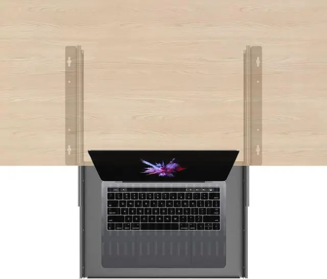 Alt view image 4 of 6 - Sliding Under Desk Laptop Mount Shelf with Air Vents, W 16.3" x D 12" Metal Under Desk Slide Out Tray for Laptop (16 Inch Wide)