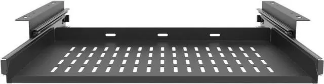 Alt view image 6 of 6 - Sliding Under Desk Laptop Mount Shelf with Air Vents, W 16.3" x D 12" Metal Under Desk Slide Out Tray for Laptop (16 Inch Wide)