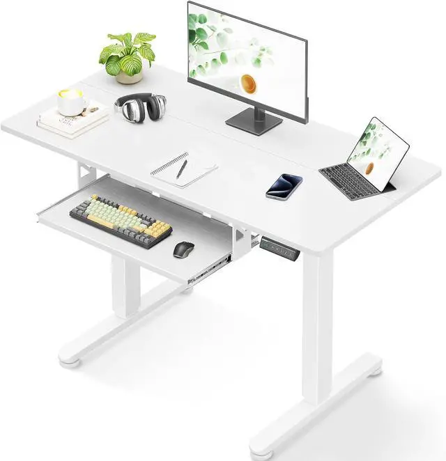 Main image of Casaottima Electric Standing Desk with Keyboard Tray, 40 Inch Height Adjustable Small Table, Sit Stand Table, Writing Computer Desk for Home, Office, Workstation, White